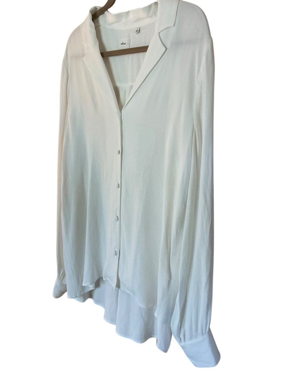 Wilfred Aritzia Tulum Blouse Light Birch Cream Button Front Top Size Large NWT - Picture 4 of 10